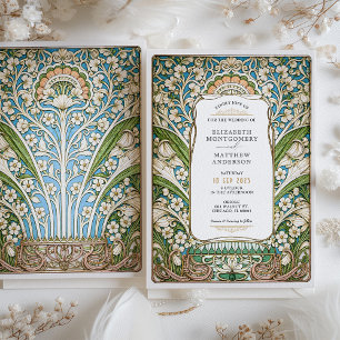 Elegant Vintage Art Nouveau Floral Wedding Invitation