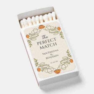 Elegant Vintage Art Nouveau Orange Floral Wedding Matchboxes