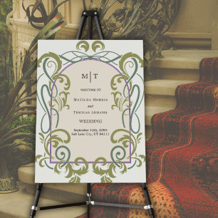 Elegant Vintage Art Nouveau Wedding Welcome Sing Foam Board
