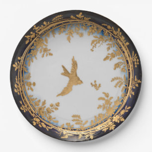 Elegant Vintage Artwork Gold Bird Swallow Paper Plates