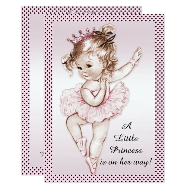 Elegant Vintage Ballerina Princess Baby Shower Invitation