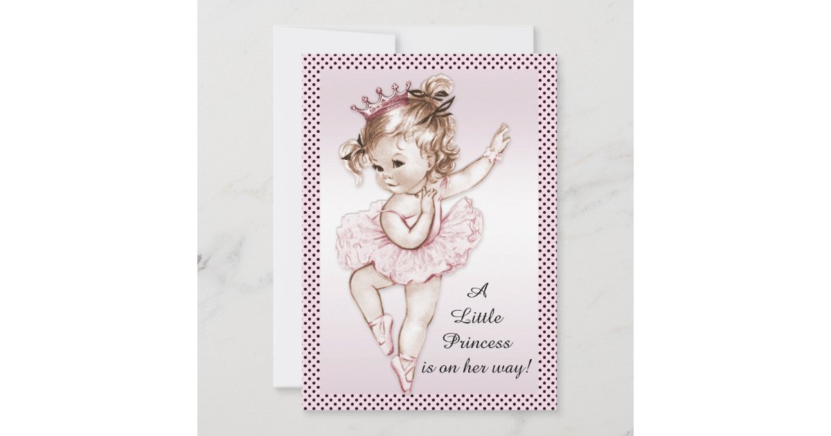 Elegant Vintage Ballerina Princess Baby Shower Invitation | Zazzle