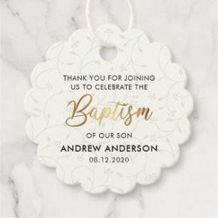 Elegant Vintage Baptism Thank You Favor Tags