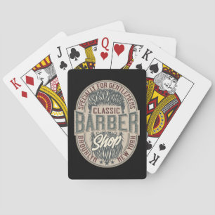 Elegant Vintage Barbershop Retro Logo Poker Cards