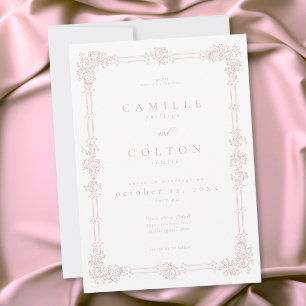 Elegant Vintage Baroque Dusty Pink Wedding Invitation
