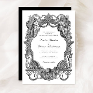 Elegant Vintage Baroque Floral Frame Wedding Invitation