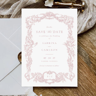 Elegant Vintage Baroque French Blush Save the Date Invitation