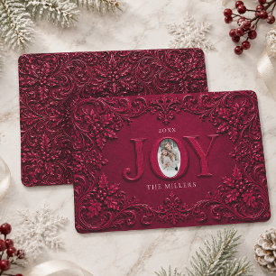 Elegant Vintage Baroque Photo Merry Christmas Card