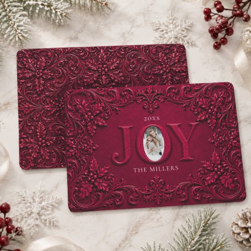 Elegant Vintage Baroque Photo Merry Christmas Card