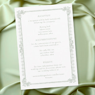 Elegant Vintage Baroque Sage Green Wedding Enclosure Card