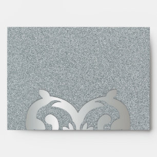 Elegant Vintage Baroque Silver Damask Wedding Envelope
