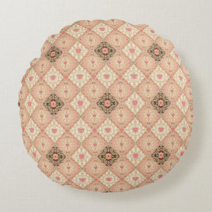 Elegant Vintage Baroque Valentine Day Round Pillow