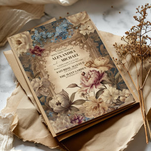 Elegant Vintage Baroque Victorian Cream Ecru Gold Invitation