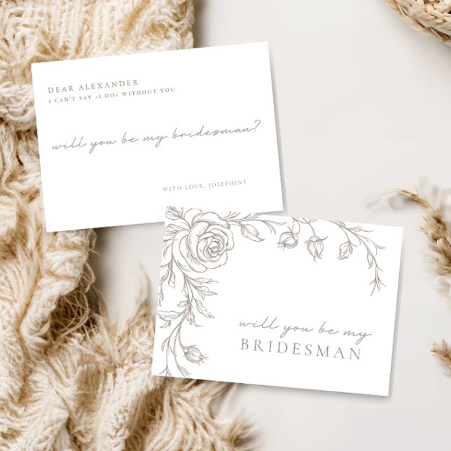 Elegant Vintage Be My Bridesman Proposal Card (Creator Uploaded)