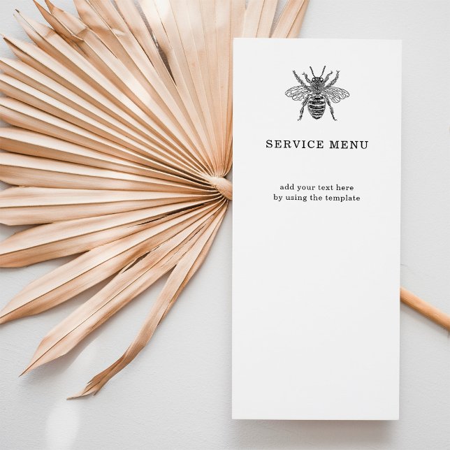 Elegant Vintage Bee | Business Service Menu (Elegant vintage bee business service menus)