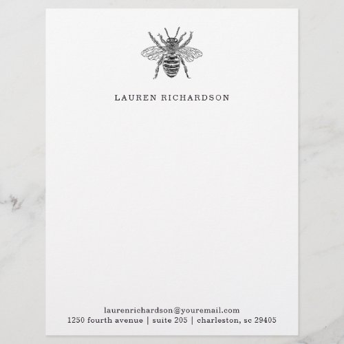 Elegant Vintage Bee Letterhead