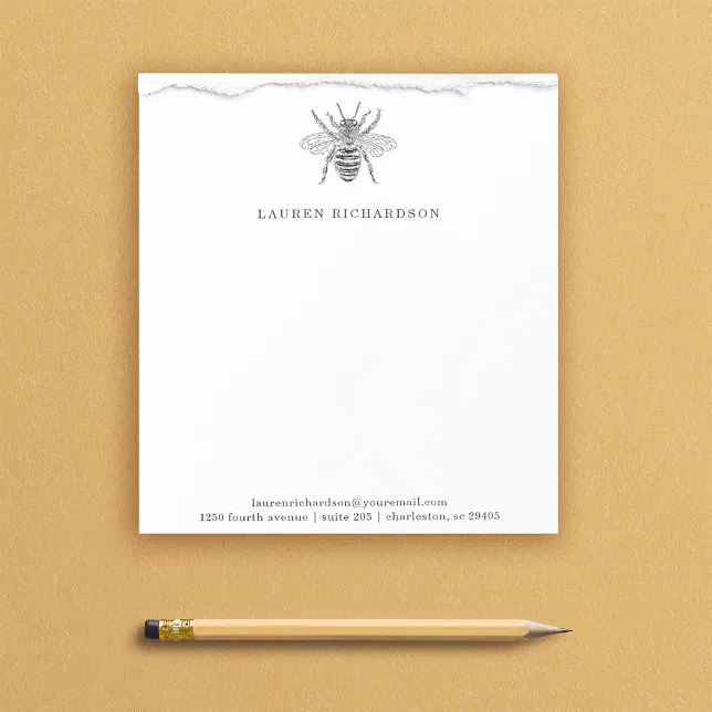 Elegant Vintage Bee Notepad | Zazzle