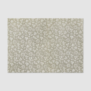 Elegant Vintage Beige Floral Pattern Tissue Paper