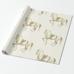Elegant Vintage Beige Gold Lipizzaner Horse Wrapping Paper