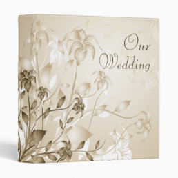 Elegant Vintage Beige Lilies Wedding Photo Album 3 Ring Binder