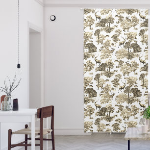 Elegant Vintage Beige White Toile Deer Pattern Blackout Curtains