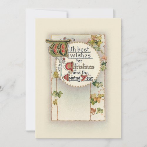 Elegant Vintage Best Christmas Wishes with Ivy Holiday Card