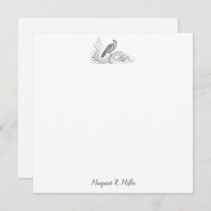 Elegant Vintage Bird Floral Nature Custom Flat Note Card