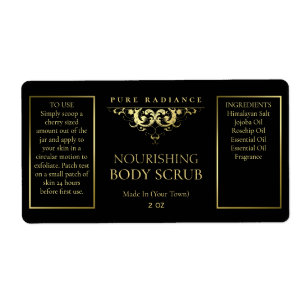 Elegant Vintage Black And Gold Body Scrub Labels