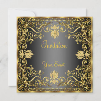 Elegant vintage Black and Gold Invitation