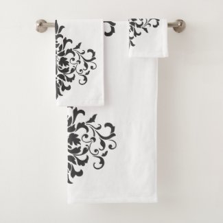 Elegant Vintage Black and White Damask 