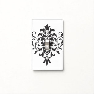 Elegant Vintage Black and White Damask Light Switch Cover