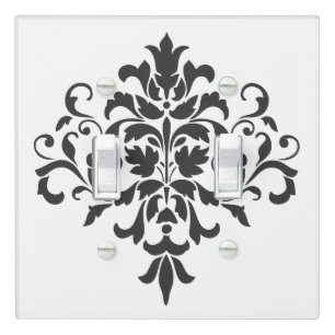Elegant Vintage Black and White Damask Light Switch Cover