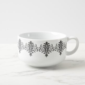 Elegant Vintage Black and White Damask