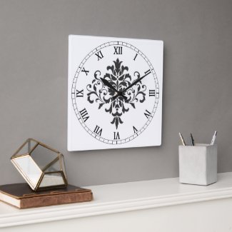 Elegant Vintage Black and White Damask