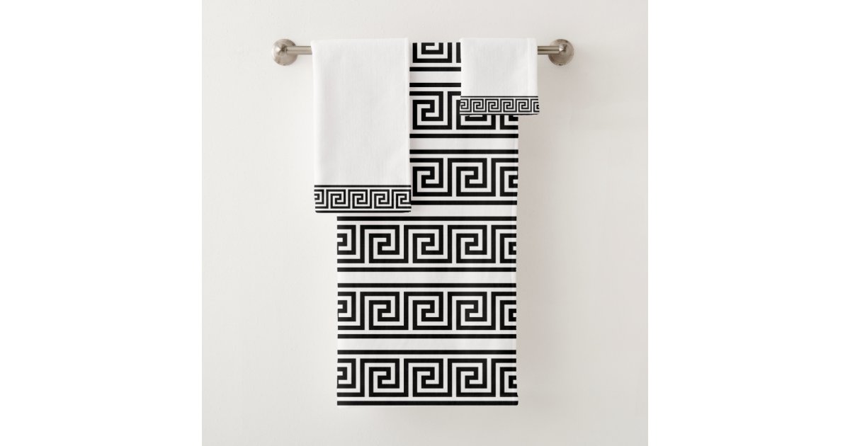 Classy Black and White Damask Bath Towel Set, Zazzle