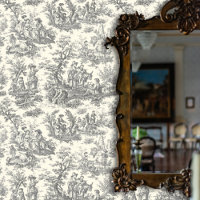 elegant vintage black and white toile de jouy