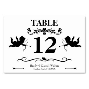 Elegant Vintage Black And White Wedding Table Number