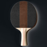 Elegant Vintage Black & Brown Stitched Leather Ping Pong Paddle<br><div class="desc">Elegant vintage black and brown stitched leather texture print with customizable monogram.</div>