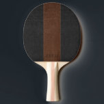 Elegant Vintage Black & Brown Stitched Leather Ping Pong Paddle<br><div class="desc">Elegant vintage black and brown stitched leather texture print with customizable monogram.</div>