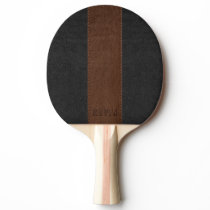 Elegant Vintage Black & Brown Stitched Leather Ping Pong Paddle Elegant Vintage Black & Brown Stitched Leather Ping Pong Paddle