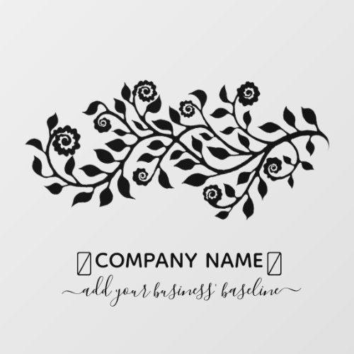    Elegant Vintage Black Floral Swirls Custom Name Wall Decal