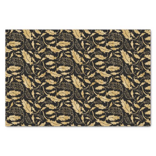 Elegant Vintage Black Gold Leaf Pattern  Tissue Paper