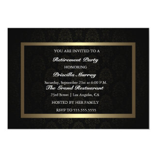 Elegant Vintage Black & Gold Retirement Party Card