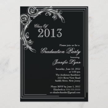 Elegant Vintage Black Graduation Party Invitation by celebrategraduations at Zazzle
