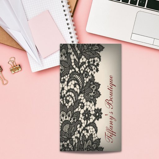 Customizable elegant Vintage black Lace Paris fashion Boutique Business Cards