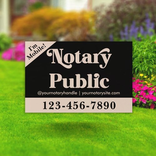 Elegant Vintage Black  Pink  Notary Public Yard  Sign