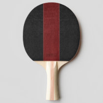 Elegant Vintage Black & Red Stitched Leather Ping-Pong Paddle