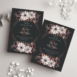 Elegant Vintage Black Terra Cotta Flowers Invitation