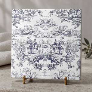 Elegant vintage black toile de jouy ceramic tile