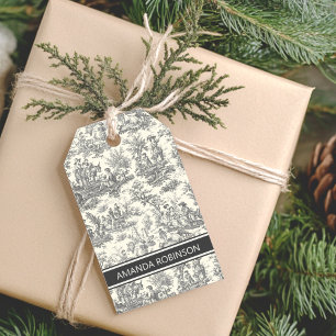 Elegant vintage black toile de jouy  gift tags